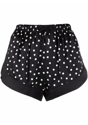 Saint Laurent high-waist polka-dot silk shorts - Black