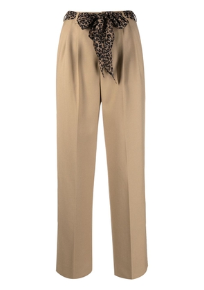 Saint Laurent silk belt pleated trousers - Neutrals