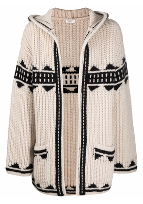 Saint Laurent open front knitted hoodie - Neutrals