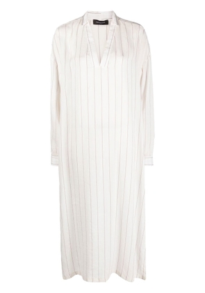 Fabiana Filippi striped long-sleeved kaftan dress - White