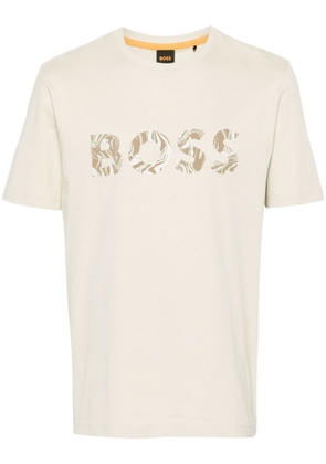 BOSS logo-print cotton T-shirt - Neutrals