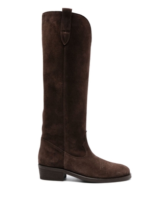 Via Roma 15 panelled suede knee-high boots - Brown
