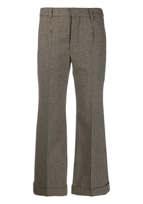 Saint Laurent houndstooth kick-flare cropped trousers - Brown