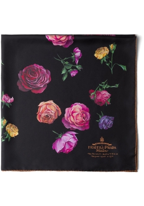 Prada floral-print silk scarf - Black