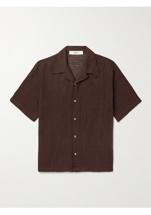 Séfr - Dalian Camp-Collar Cotton and Linen-Blend Shirt - Men - Brown - S