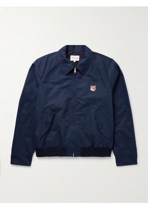 MAISON KITSUNÉ. - Logo-Appliquéd Cotton-Blend Harrington Jacket - Men - Blue - XS