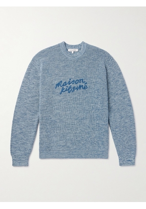 MAISON KITSUNÉ. - Logo-Embroidered Cotton Sweater - Men - Blue - XS