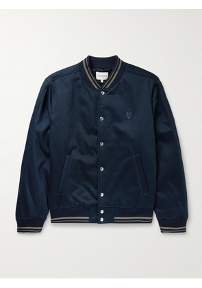 Maison Kitsuné - Logo-Appliquéd Cotton-Sateen Bomber Jacket - Men - Blue - S