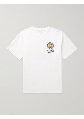 Maison Kitsuné - Floating Flowers Logo-Print Cotton-Jersey T-Shirt - Men - White - XS