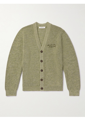 MAISON KITSUNÉ. - Handwriting Comfort Logo-Embroidered Cotton Cardigan - Men - Green - XS