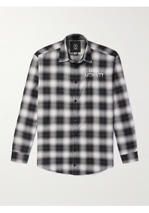 Local Authority LA - Razor Wave Logo-Embroidered Checked Cotton-Flannel Shirt - Men - Black - M