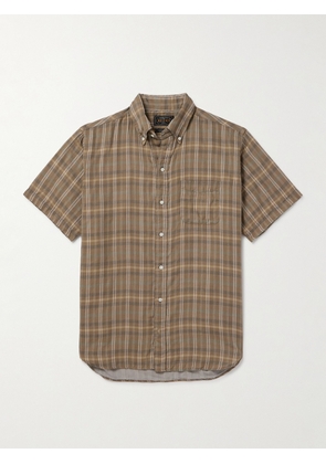 Beams Plus - Button-Down Collar Checked Cotton-Gauze Shirt - Men - Brown - S