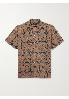 Beams Plus - Convertible-Collar Printed Cotton-Gauze Shirt - Men - Brown - S