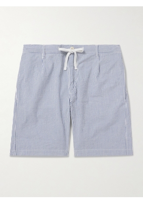 Hartford - Tank Straight-Leg Striped Cotton-Seersucker Drawstring Shorts - Men - Blue - IT 44