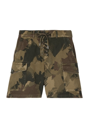 The Kooples Denim Camouflage Cargo Shorts