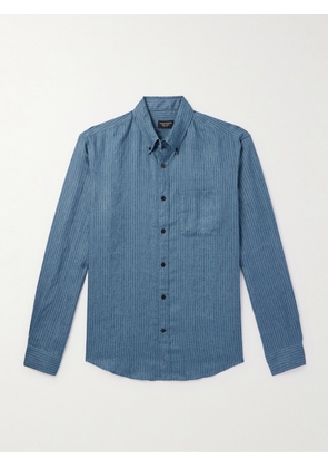 Club Monaco - Slim-Fit Button-Down Collar Striped Linen Shirt - Men - Blue - XS