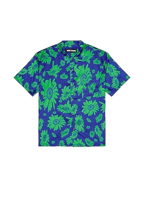 DOUBLE RAINBOUU Hawaiian Shirt in Daisy Trippin - Blue. Size S (also in ).