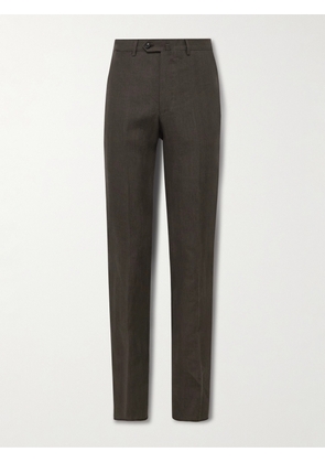 De Petrillo - Slim-Fit Linen Suit Trousers - Men - Brown - IT 46