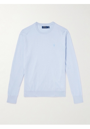 Polo Ralph Lauren - Logo-Embroidered Cotton and Recycled Cashmere-Blend Sweater - Men - Blue - S