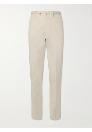 De Petrillo - Tapered Cotton-Blend Twill Suit Trousers - Men - Neutrals - IT 46