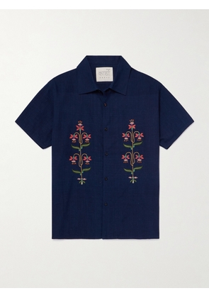 Kardo - Chintan Convertible-Collar Embroidered Cotton Shirt - Men - Blue - S