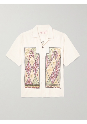 Kardo - Craft Ayo Convertible-Collar Embroidered Cotton Shirt - Men - White - S