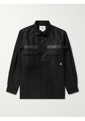 WTAPS - Webbing-Trimmed Logo-Embroidered Cotton Overshirt - Men - Black - S