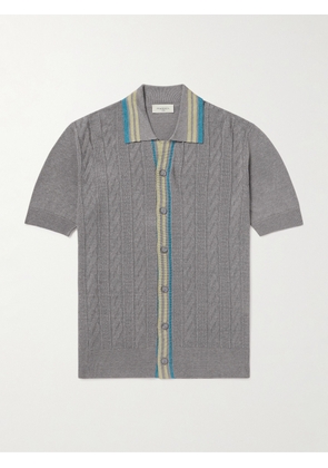 PIACENZA 1733 - Striped Cable-Knit Silk and Linen-Blend Shirt - Men - Gray - IT 46