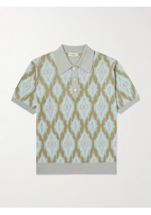 PIACENZA 1733 - Intarsia Silk and Cotton-Blend Polo Shirt - Men - Blue - IT 46
