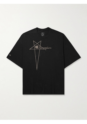 Rick Owens - Champion Tommy Oversized Logo-Embroidered Cotton-Jersey T-Shirt - Men - Black - XS