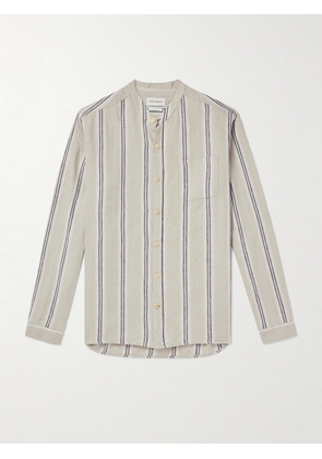 Oliver Spencer - Grandad-Collar Striped Linen Shirt - Men - Neutrals - UK/US 15