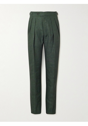 Richard James - Straight-Leg Pleated Linen Suit Trousers - Men - Green - UK/US 30