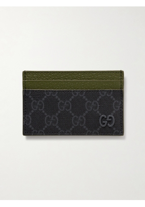 Gucci - GG Supreme Monogrammed Coated-Canvas and Pebble-Grain Leather Cardholder - Men - Black