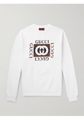 Gucci - Logo-Print Cotton-Jersey Sweatshirt - Men - White - S
