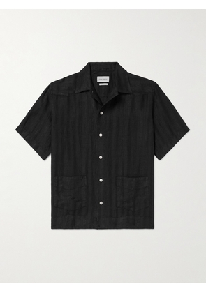 Oliver Spencer - Camp-Collar Embroidered Linen Shirt - Men - Black - S