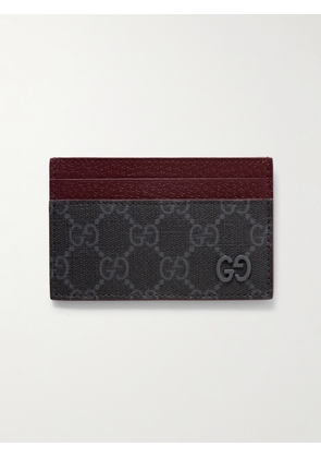 Gucci - GG Supreme Monogrammed Coated-Canvas and Pebble-Grain Leather Cardholder - Men - Black