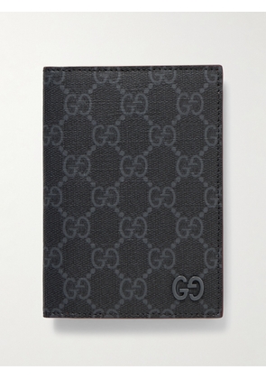 Gucci - GG Supreme Monogrammed Coated-Canvas and Pebble-Grain Leather Passport Holder - Men - Black
