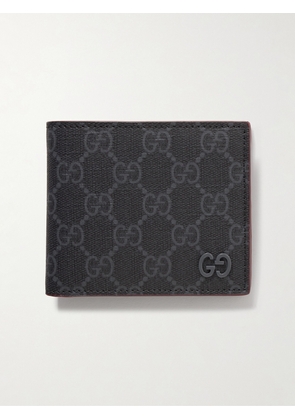 Gucci - GG Supreme Monogrammed Coated-Canvas and Pebble-Grain Leather Billfold Wallet - Men - Black