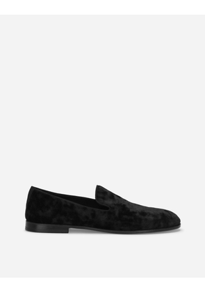 Dolce & Gabbana Velvet Slippers - Man Driver Shoes And Loafers Black Velvet 45