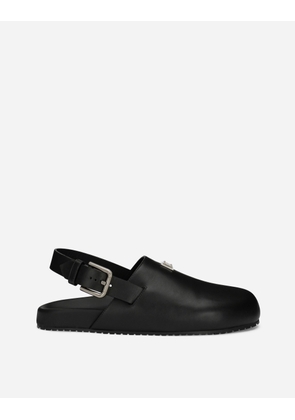 Dolce & Gabbana Calfskin Mules - Man Sandals And Slides Black Leather 39.5