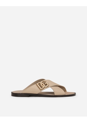 Dolce & Gabbana Calfskin Sandals - Man Sandals And Slides Beige Leather 46