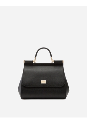 Dolce & Gabbana Mittelgrosse Sicily Tasche Aus Dauphine-leder - Woman Handbags Black Leather Onesize