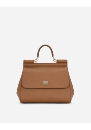 Dolce & Gabbana Mittelgrosse Sicily Tasche Aus Dauphine-leder - Woman Handbags Brown Leather Onesize