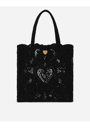 Dolce & Gabbana Medium Cordonetto Lace Beatrice Shopper - Woman Totes Black Cotton Onesize