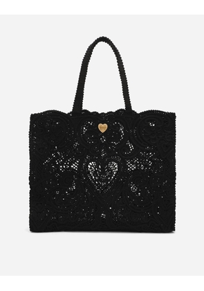 Dolce & Gabbana Large Cordonetto Lace Beatrice Bag - Woman Totes Black Cotton Onesize