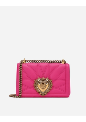 Dolce & Gabbana Medium Devotion Bag In Quilted Nappa Leather - Woman Shoulder And Crossbody Bags Pink Leather Onesize