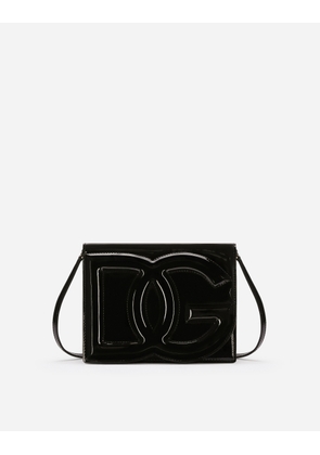 Dolce & Gabbana Patent Leather Crossbody Bag With Logo - Woman Shoulder And Crossbody Bags Black Leather Onesize