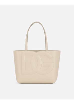 Dolce & Gabbana Small Dg Logo Shopper - Woman Totes Beige Leather Onesize