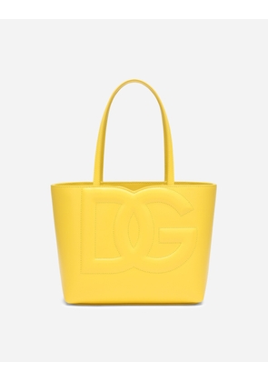 Dolce & Gabbana Small Calfskin Dg Logo Shopper - Woman Totes Yellow Leather Onesize