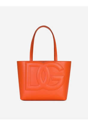 Dolce & Gabbana Small Calfskin Dg Logo Shopper - Woman Totes Orange Leather Onesize